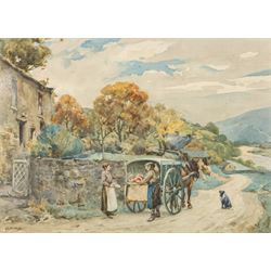 Albert George Stevens (Staithes Group 1863-1925): The Butcher's Cart, watercolour signed 25cm x 34cm