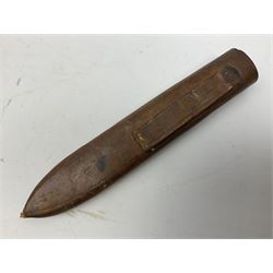George V Air Ministry knife the 13.5cm steel blade by Harrison Bros & Howson and marked AM 44/88 with two-piece hardwood grip; in leather sheath L27cm overall