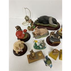 Large Country artist and similar figures, including examples of mice, blue tits, rabbits, pigs etc