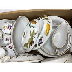 Royal Worcester Evesham pattern dinner wares, to include covered tureens, open dishes, sauce boat, cake stand etc, in two boxes 