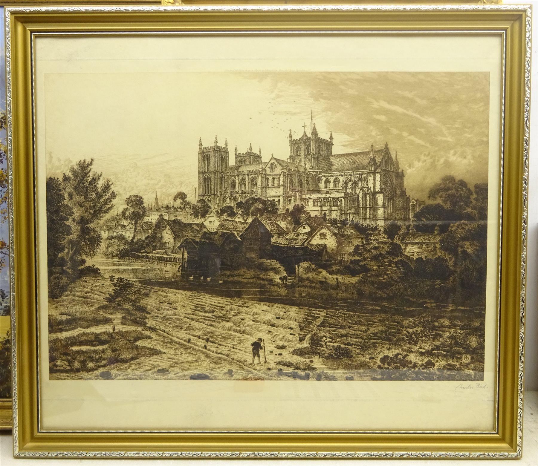 Charles Bird (British 1856-1916): Ripon Cathedral, drypoint etching signed in pencil 48cm x 65cm, and Andrew Watson Turnbull (British 1874-1957): Trinity College Dublin, artist's proof etching with aquatint pub. 1928 signed in pencil with blindstamp 28cm x 39cm (2)