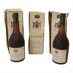 Exshaw Grande Tres Rare Champagne Premier Cru Du Cognac, 24 fl, 70% proof, three bottles 