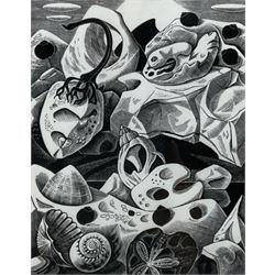 Monica Poole (British 1921-2003): 'Rock Crevice', wood engraving signed titled and numbered 9/60 in pencil, further titled and dated 1980 with artist's address verso 15cm x 12cm