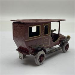 Ernst Plank van, circa 1912, maroon body with gilt detail, hinged roof and driver, H4cm, L7cm
