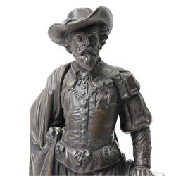 19th century bronze model of artist Peter Paul Rubens, on hardwood base, H39cm 