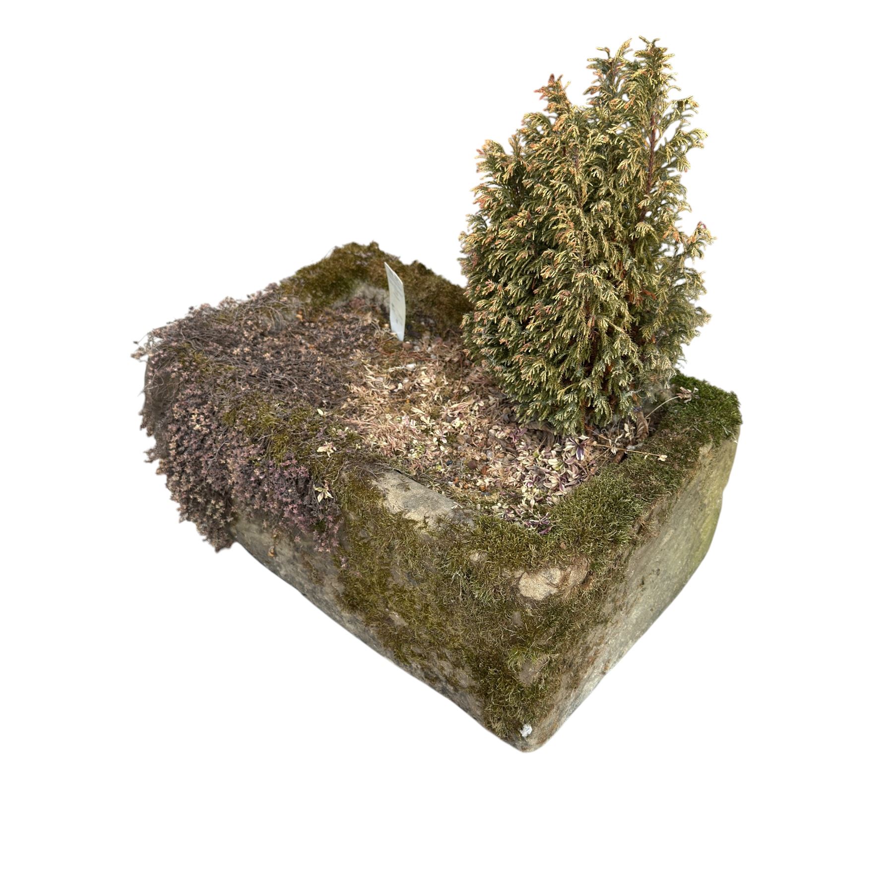 19th century hand hewn rectangular stone trough