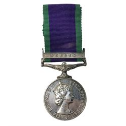 Elizabeth II General Service Medal with Borneo clasp awarded to 23919414 Pte. J.N. McKenna RAOC; with ribbon