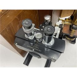 Three W. Watson & Sons microscopes, comprising Kima no 58173, Low power binocular no 98846 and High power binocular no 103144, all boxed 