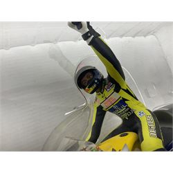 Two Minichamps limited edition Valentino Rossi Collection 1:12 scale die-cast motorcycles - Honda NSR500 Valentino Rossi Team Nastro Azzurro GP Donington 2000 with rider; and Honda NSR500 Valentino Rossi Team Azzurro GP Mugello 2001 Dirty Version; both boxed (2)