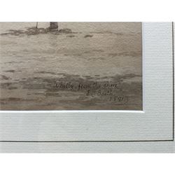 Edward C Booth (British 1821-post1893): 'Whitby from the Shoreline', watercolour signed titled and dated 1891, 25cm x 34cm
Provenance: private collection, purchased Bairstow Eves Whitby 8th September 1999