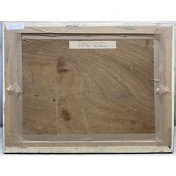 Giorgio Lucchesi (Italian 1855-1941): Figures Crossing a River in Wooded Landscape, oil on panel signed 32cm x  45cm