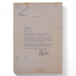 Bing Crosby signed typed letter, addressed to fan Mr Wick Boggs of Kentucky, detailing his next picture 'Riding High', signed and on 'Bing Crosby Hollywood' letterhead, together with a black and white photograph of Crosby smoking a pipe, with certificate of authenticity