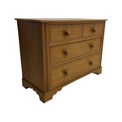 Late 19th century satin walnut chest, two short and two long drawers, bracket feet