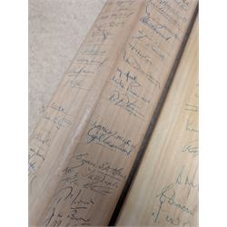 Two signed cricket bats, with signatures including Colin Cowdrey