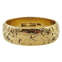 9ct gold wedding band, with engraved decoration, Birmingham 1964