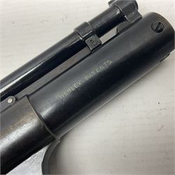 Webley Senior .22 cal. air pistol with top lever action, serial no.273; in original box with label under lid; together with two tins of pellets NB: AGE RESTRICTIONS APPLY TO THE PURCHASE OF AIR WEAPONS.