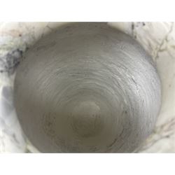 White marble vase, of baluster form, with grey, gold and green undertones, H30cm