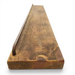 Pair of rustic pine shelves with metal brackets