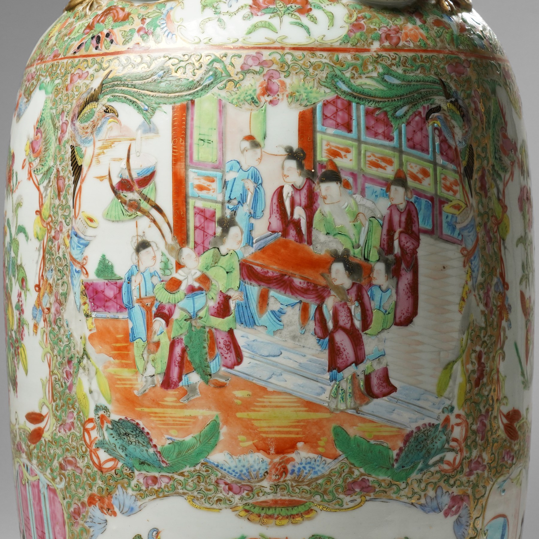 Chinese Cantonese 19th century famille rose medallion vase, H62cm 