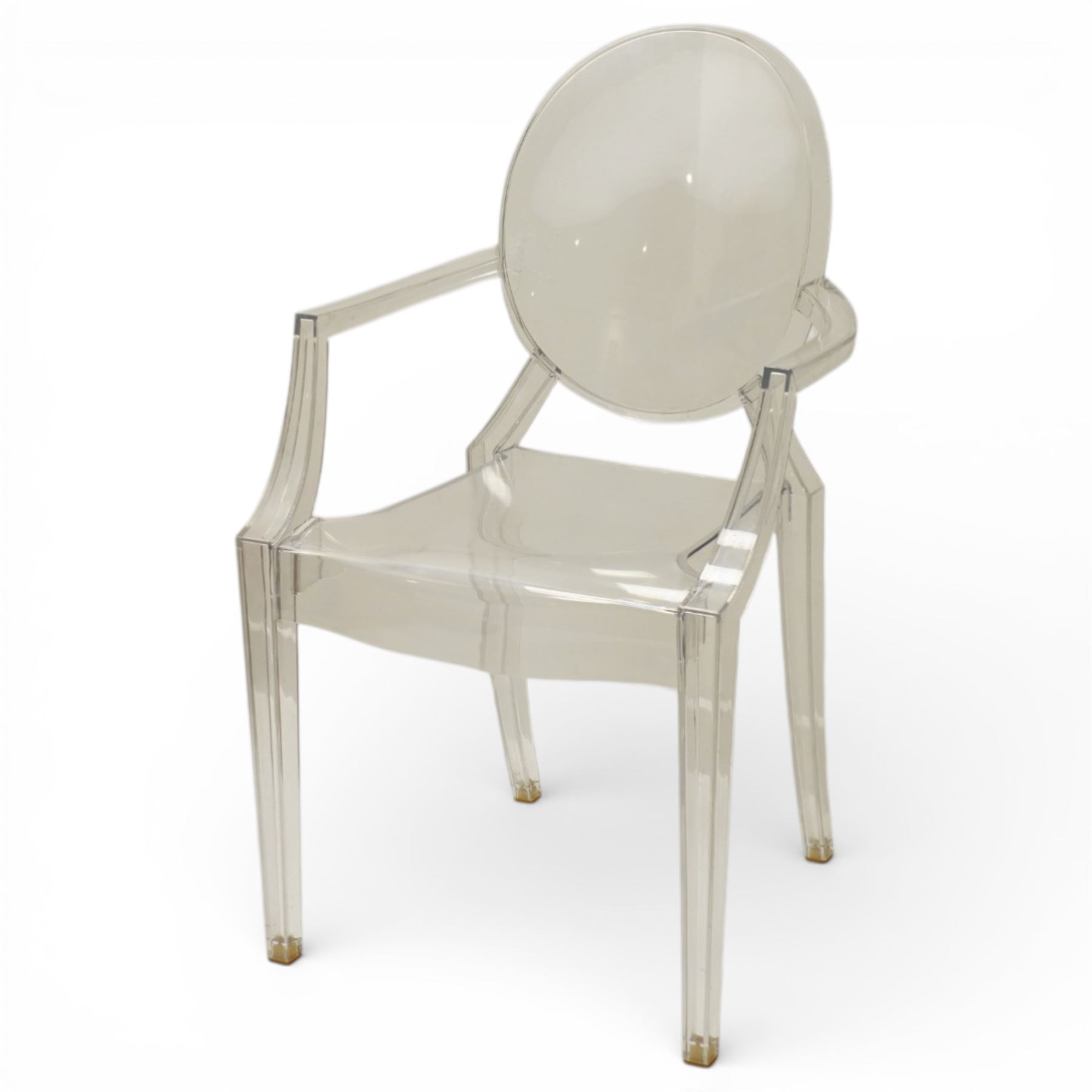 Philippe Starck (1949-) for Kartell - set of four ‘Louis Ghost’ armchairs, moulded transparent polycarbonate frames with oval backs, open arms and tapering supports