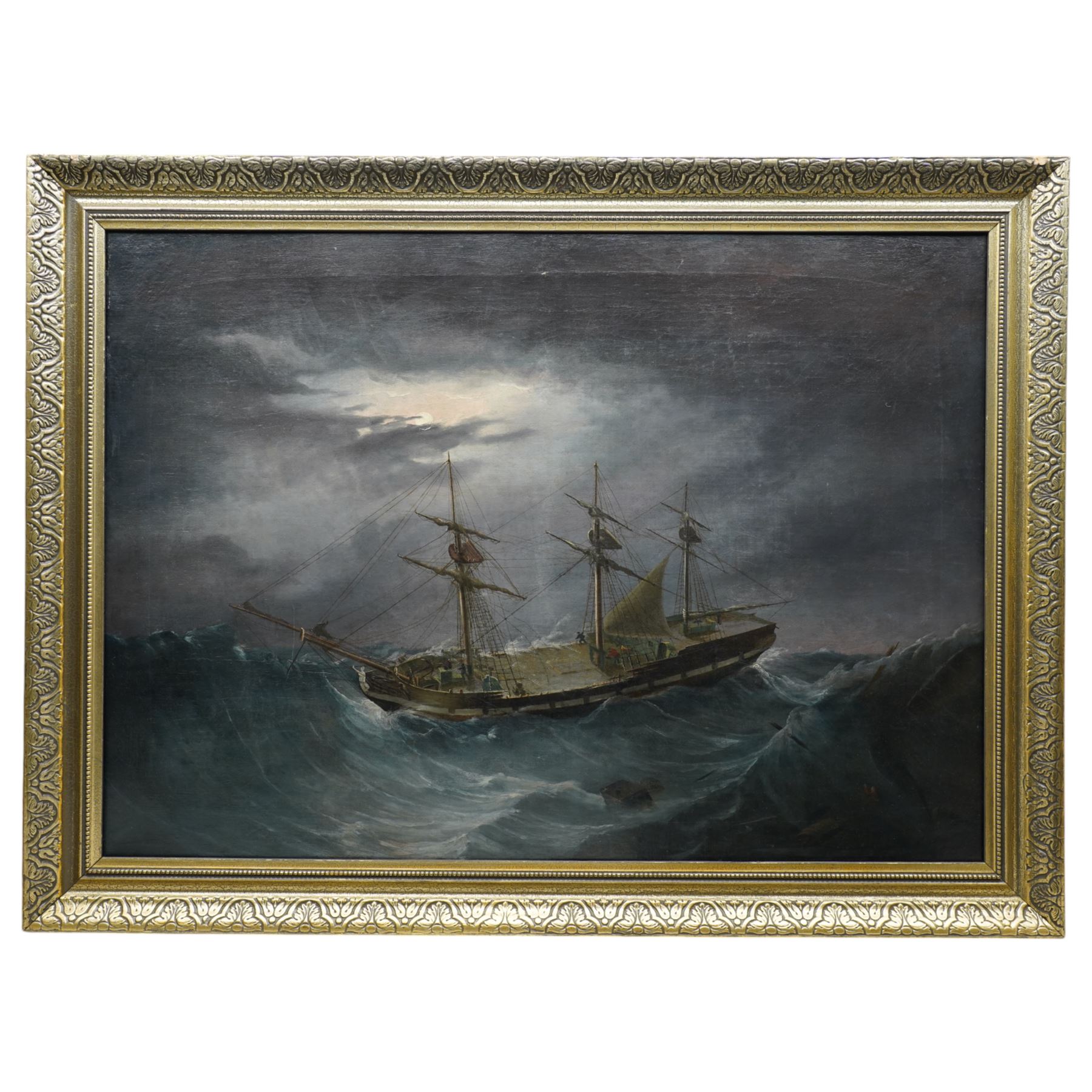 Joseph Heard (British 1799-1859): Barque Ship in Distress in a Moonlit Storm, oil on canvas signed 64cm x 89cm
Provenance: purchased Tennants 7th June 2007