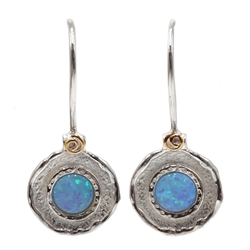  Pair of silver opal pendant earrings, stamped 925  