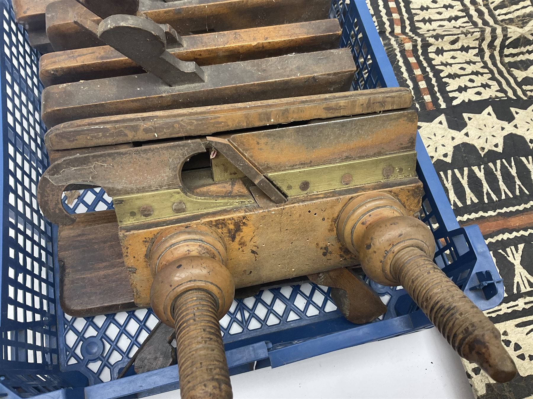 The Adaptable Hot Water Bottle & Bed Warmer made at Old Fulham Pottery, together with six vintage woodworking planes