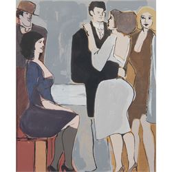 David Schneuer (Austro Hungarian 1905-1988): Figures at a Party, limited edition serigraph...