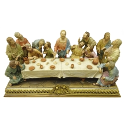  Large Capodimonte limited edition group 'The Last Supper' designed by Bruno Merli, on rectangular plinth, with certificate, L88cm x H38cm  