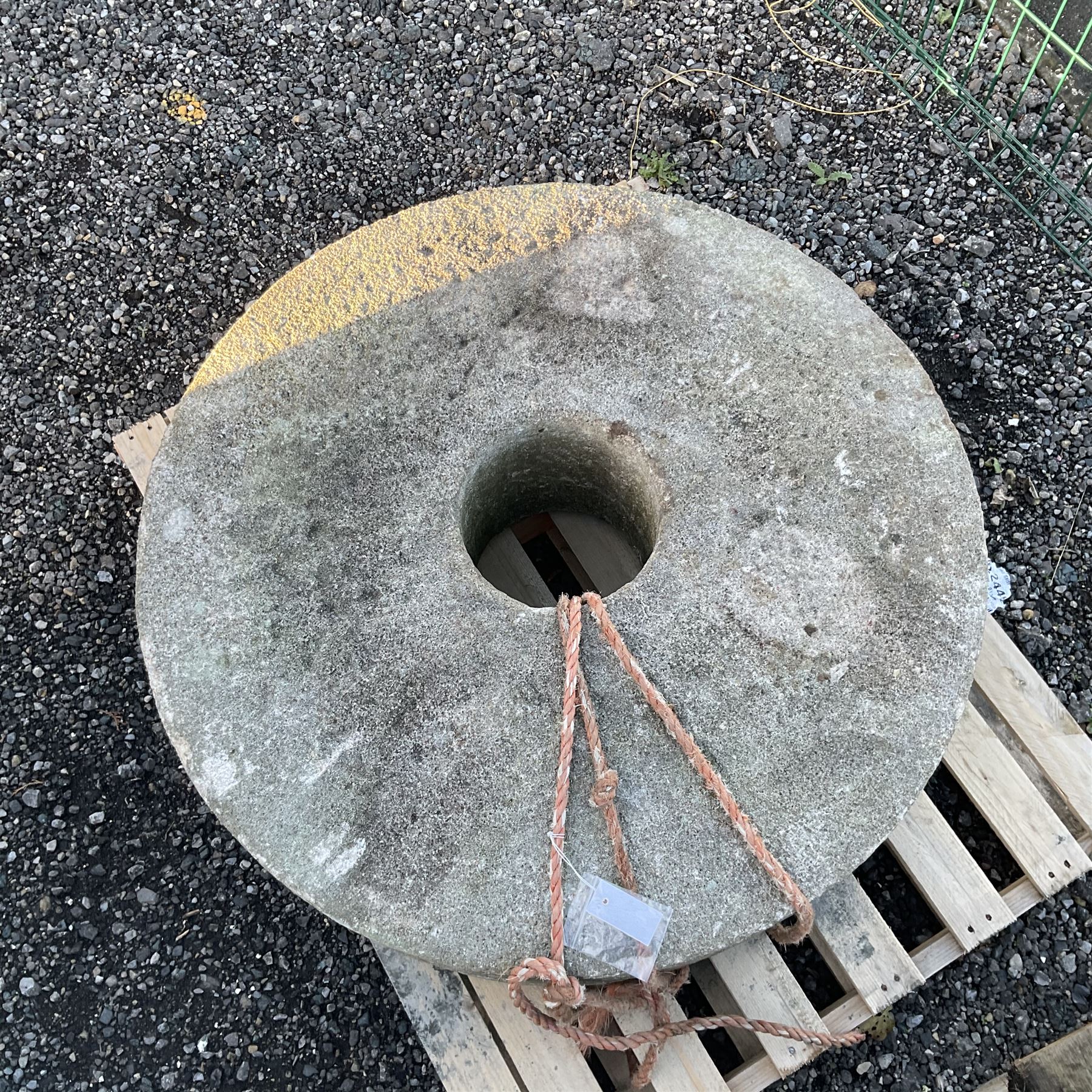 Large 19th century thick stone circular mill wheel, domed form - THIS LOT IS TO BE COLLECTED BY APPOINTMENT FROM DUGGLEBY STORAGE, GREAT HILL, EASTFIELD, SCARBOROUGH, YO11 3TX