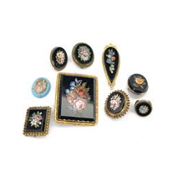 19th century micro mosaic brooch, the centre decorated with a floral bouquet, cased within...