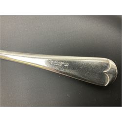 Mother of Pearl handled cutlery, with silver ferrules, comprising six fish knives and forks and six fruit knives and forks, the ferrules hallmarked Yates Brothers, Sheffield 1905, together with silver plated Edwardian three piece tea service and other flatware 