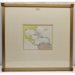 Robert Wilkinson (British fl.1768-1825): 'An Accurate Map Map of the West Indies from the Latest Improvements', early 19th century hand-coloured map 21.5cm x 24cm