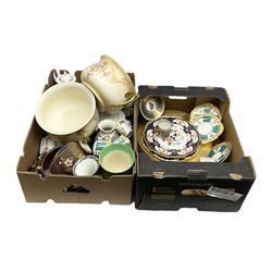 Quantity of Victorian and later ceramics to include Royal Kent 'Golden Glory' pattern tea service, imari pattern bowls, vases, plates etc in two boxes