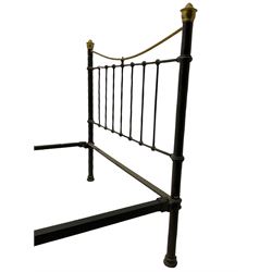 Victorian style 4' 6'' black metal and brass finish double bedstead