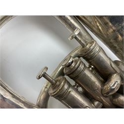 Boosey & Co Class A silver plated four-valve euphonium, serial no.117918 L62cm; in carrying case