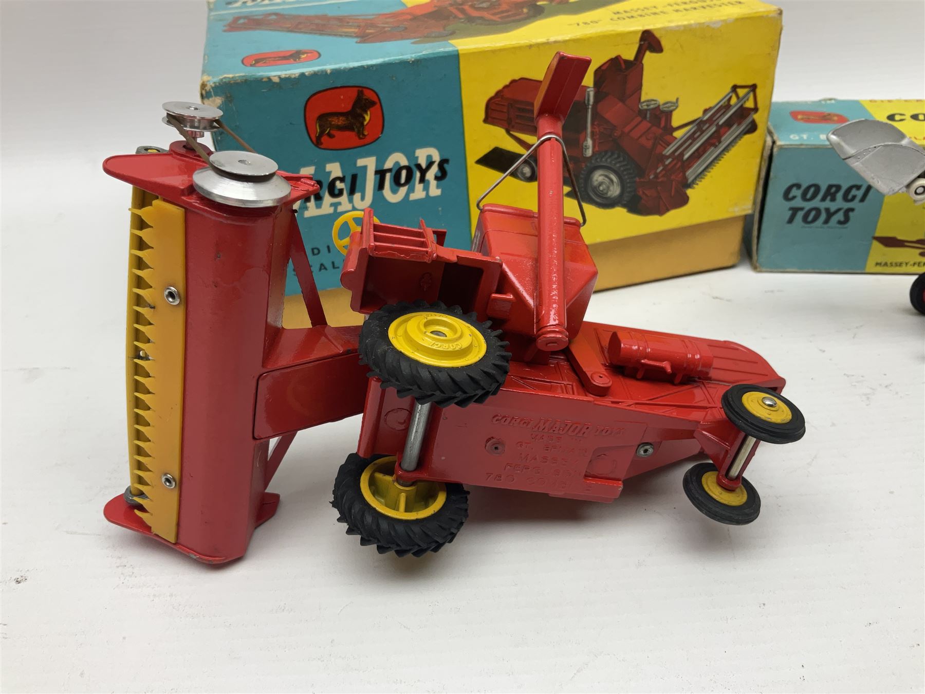 Corgi - Massey-Ferguson 780 Combine Harvester no.1111 and Corgi Massey-Ferguson 65 Tractor with Shovel no.53; both in original boxes 
