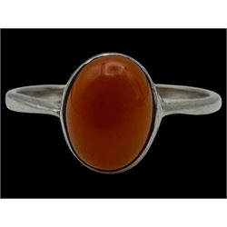 Pair of 9ct gold faux pearl screw back earrings, silver jewellery including brooch, ring and horseshoe charm and a collection of gemstone bead necklaces, two with 9ct gold clasps