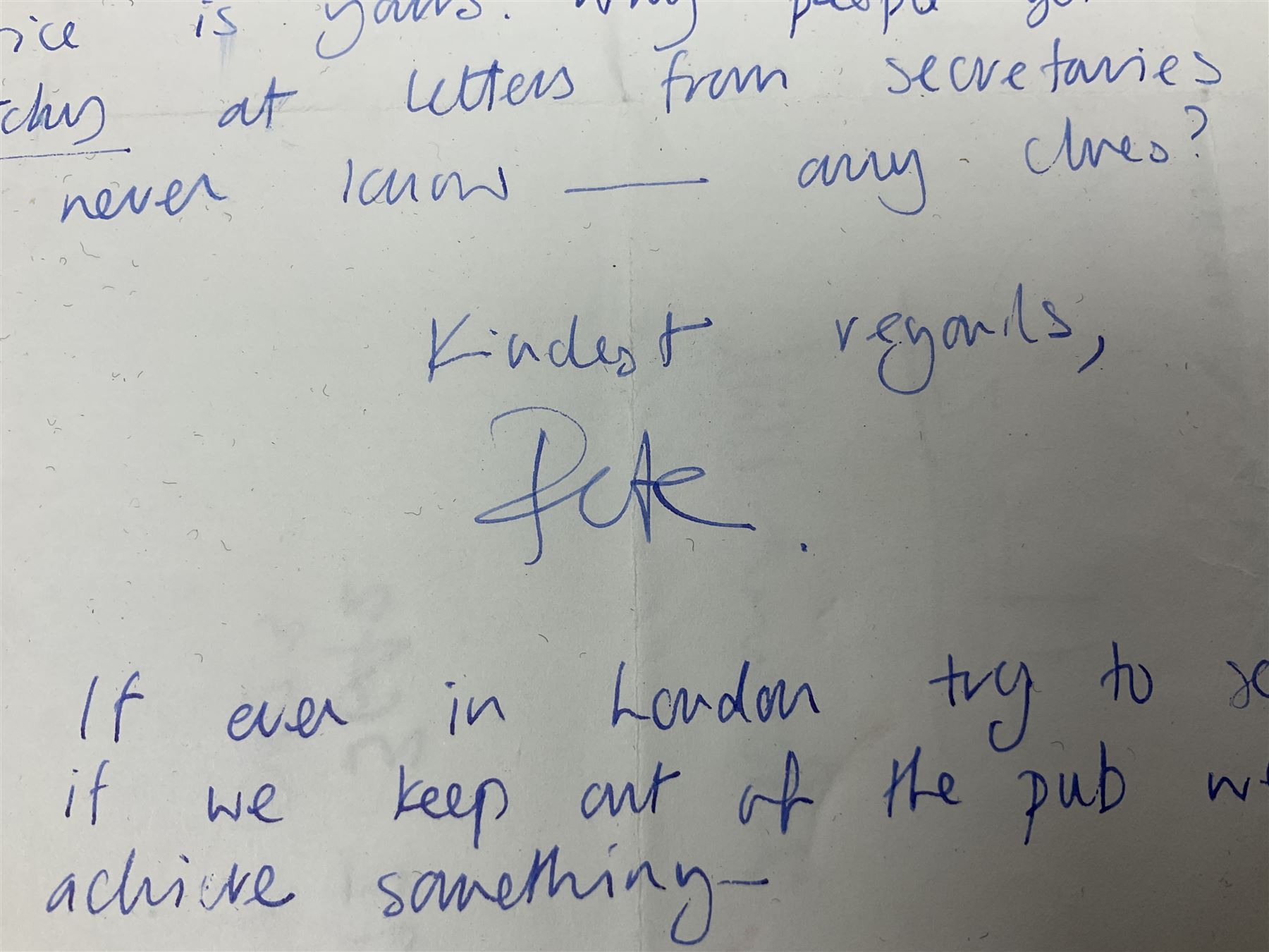 Pete Townshend 'The Who' - archive of correspondence with John Bycroft of Hull acknowledging receipt of various song lyrics sent by him to Townshend 1977 - 1982; comprising eighteen letters on varying letter heads including personalised; embossed; The Boathouse Ranelagh Drive Twickenham; No.2 The Embankment Twickenham; and Eel Pie Music; there are two undated manuscript letters signed Pete; and sixteen typed letters either signed Pete Townshend (3), Pete (4), Judi (Waring), Lin (Gibson) or Carla Rankine; together with The Story of Tommy by Richard Barnes and Pete Townshend and two other books on The Who.