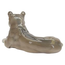 Royal Copenhagen recumbent lioness, no.804, with printed marks beneath H16cm