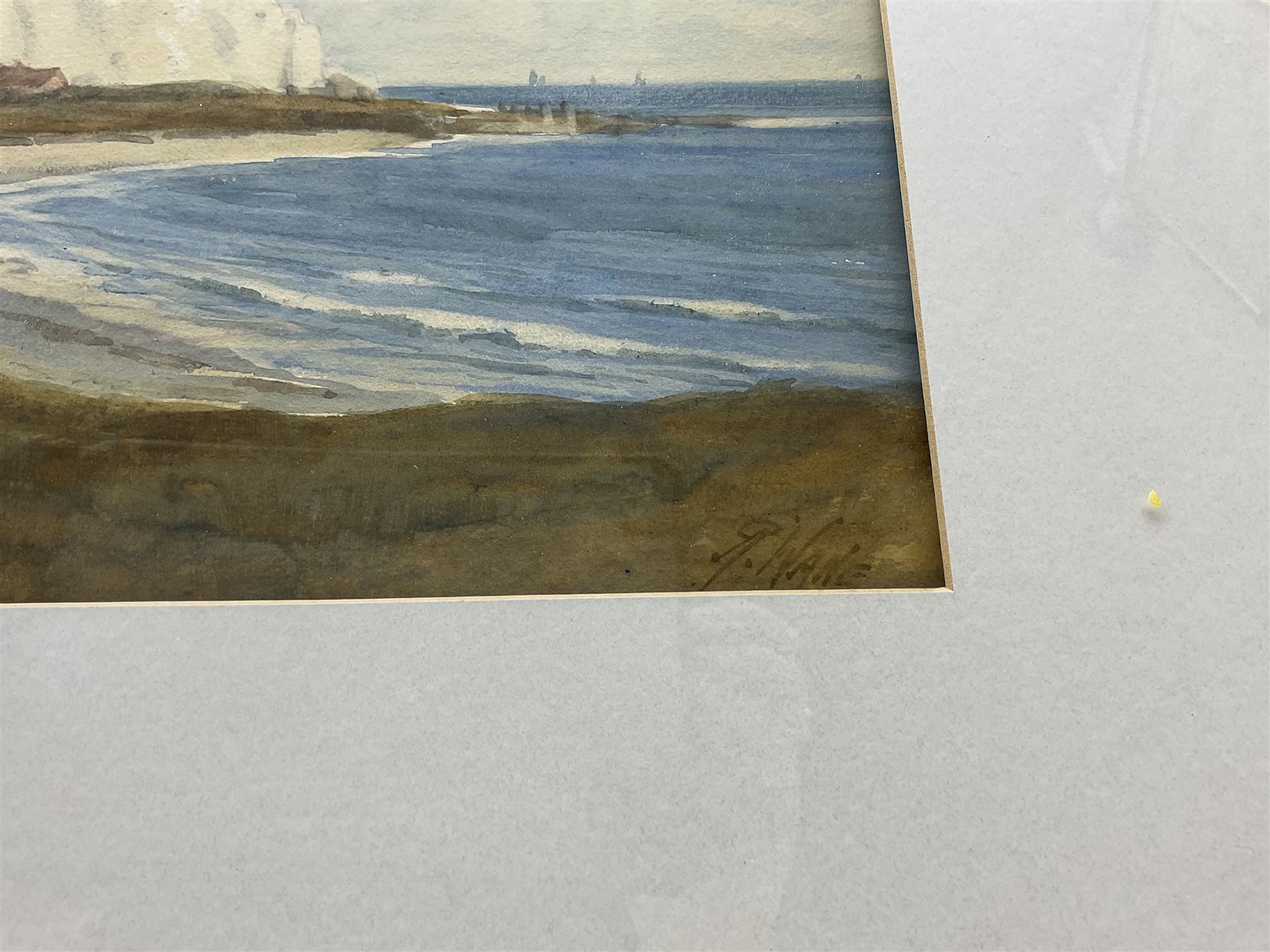 Richard Wane (British 1852-1904): Village beneath White Cliffs, watercolour signed 28cm x 49cm