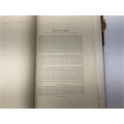 George Cuitt Jnr (British 1779-1854): 'Select parts of Kirkstall Abbey', complete set six etchings signed titled and dated 1823 in the plate, oblong folio; J Metcalf and J Carmichael (British 18th/19th century): 'Fountains Abbey Intended To Illustrate The Architecture And Pictureseque Scenery Of That Celebrated Ruin', seven etchings (one missing) pub. 1832 with Historical and Architectural Description by T Sopwith, oblong folio; Augostino Aglio (Italian 1777-1857): 'Sketches of the Interior & Temporary Decorations in Woolley-Hall Yorkshire', complete set 22 lithographs dated 1821, pub. by the artist, oblong folio max 54cm x 37cm (3)