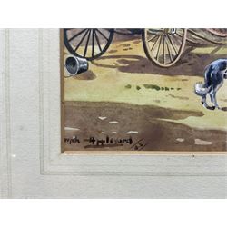 Joseph Appleyard (Yorkshire 1908-1960): Sketch at the ‘Bramham Moor’, watercolour signed and dated '45, titled and extensively inscribed verso 20cm x 24cm 