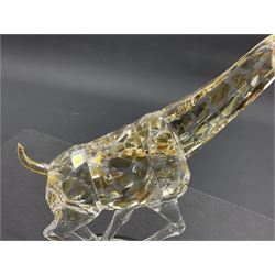 Swarovski Crsytal Society coloured animals, comprising zebra, giraffe and water buffalo, tallest H17.5cm