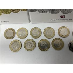 The Royal Mint United Kingdom mostly commemorative two pound, old round one pound and fifty pence coins, overall face value approximately 110 GBP, housed in three 'Coin Hunt' folders and loose