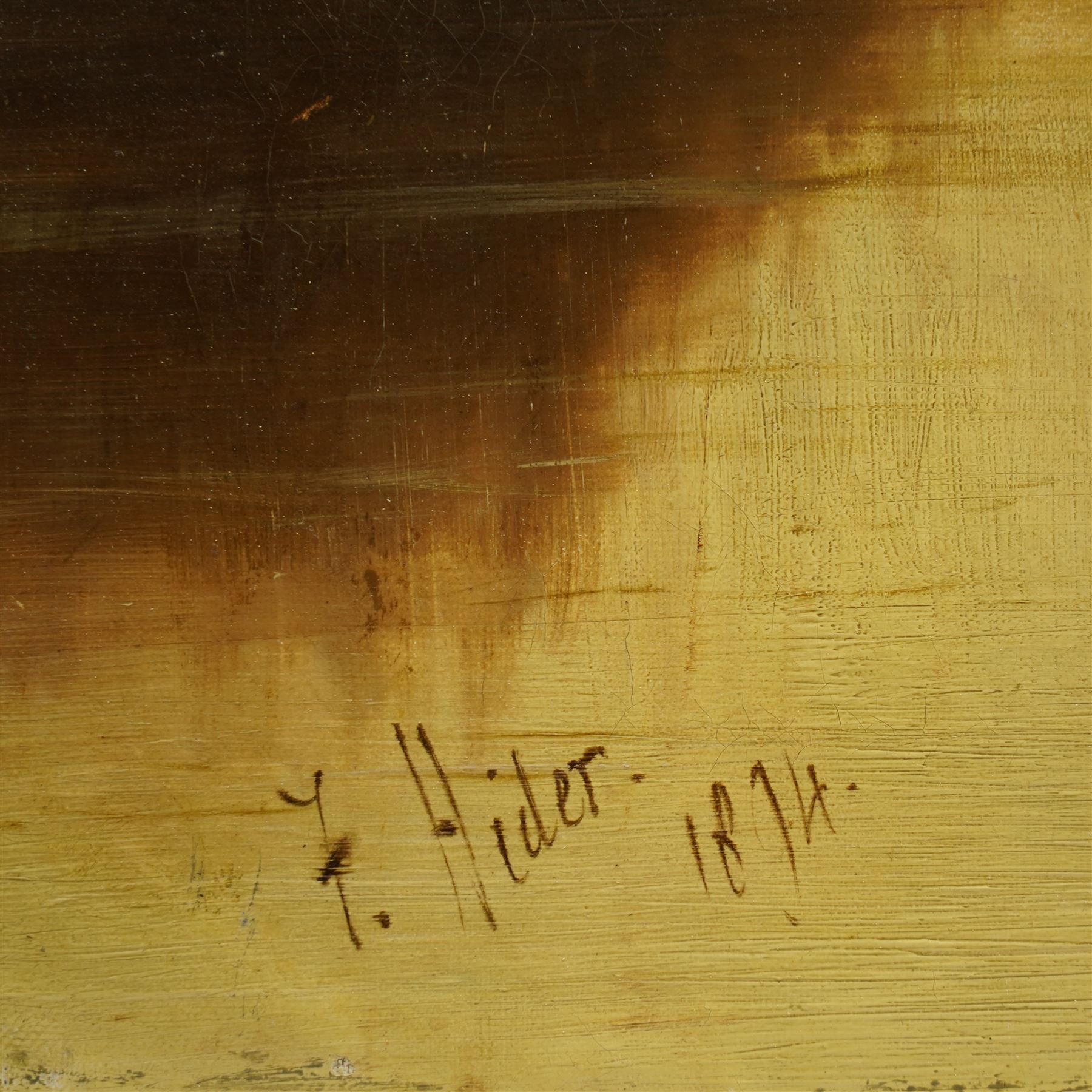 Frank Hider (British 1861-1933): Lake Landscape with Swans, oil on canvas signed and dated 1894, 50cm x 75cm