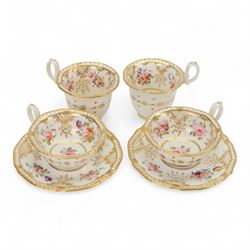 H&R Daniel, pair of trios, coffee cup, teacup and a saucer, circa 1826
pattern 4057, 'Sec...