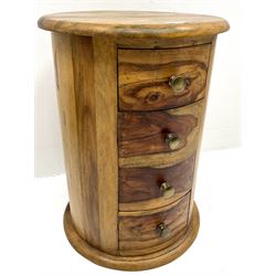 Solid hardwood circular pedestal chest, four drawers