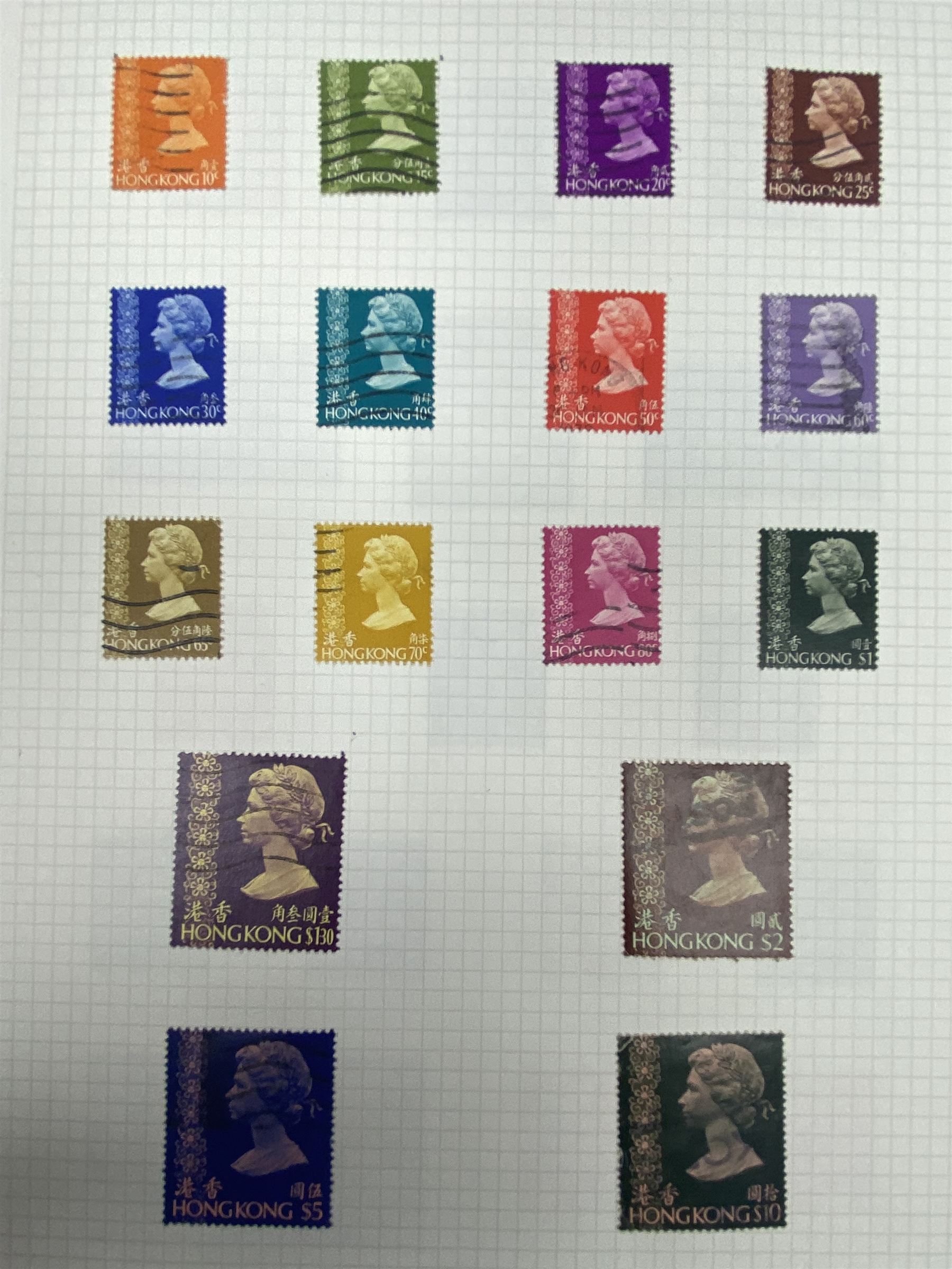 Hong Kong Queen Victoria and later stamps, including 1874-1902 postal fiscal stamps, various King Edward VII issues including one dollars, China overprints etc, housed on pages