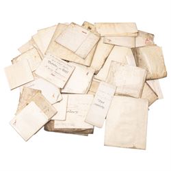York interest - collection of 18th/19th century vellum indentures, wills and probate documents relating to the City of York and York families, including colonial and missionary interest with Reverend James Beale, formerly of York and late of Sierra Leone, clerk, probate 1857, John Allanson Bulmer, formerly of Ceylon and late of York, and Charles William Marshall of Bengal, India, manager of the Bengal Silk Company, together with other York legal and family papers, many retaining original seals and stamps, in one box